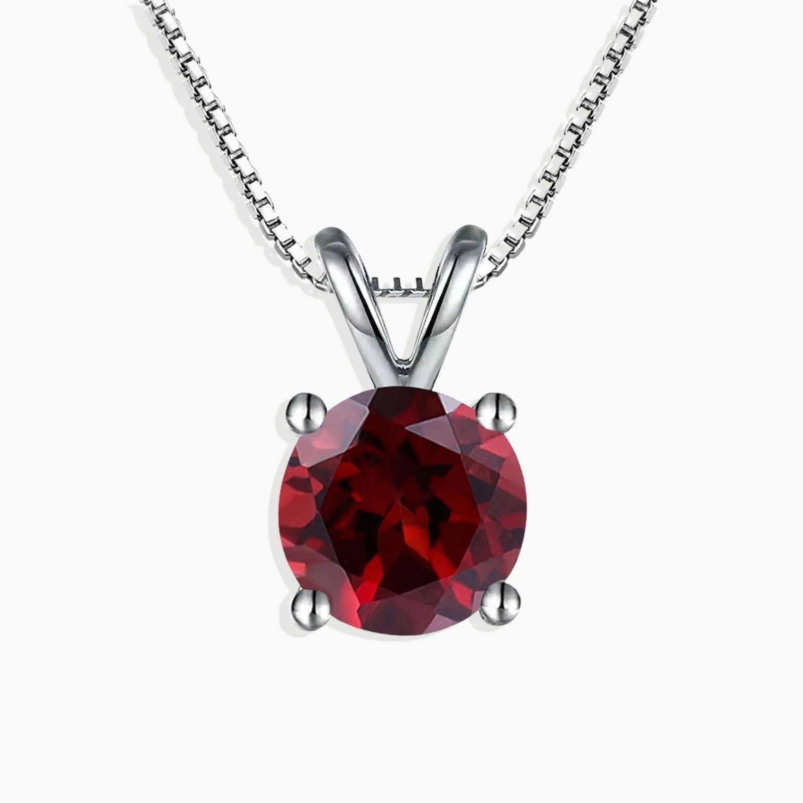 Irosk Round Cut Necklace in Sterling Silver - Garnet - Irosk Australia