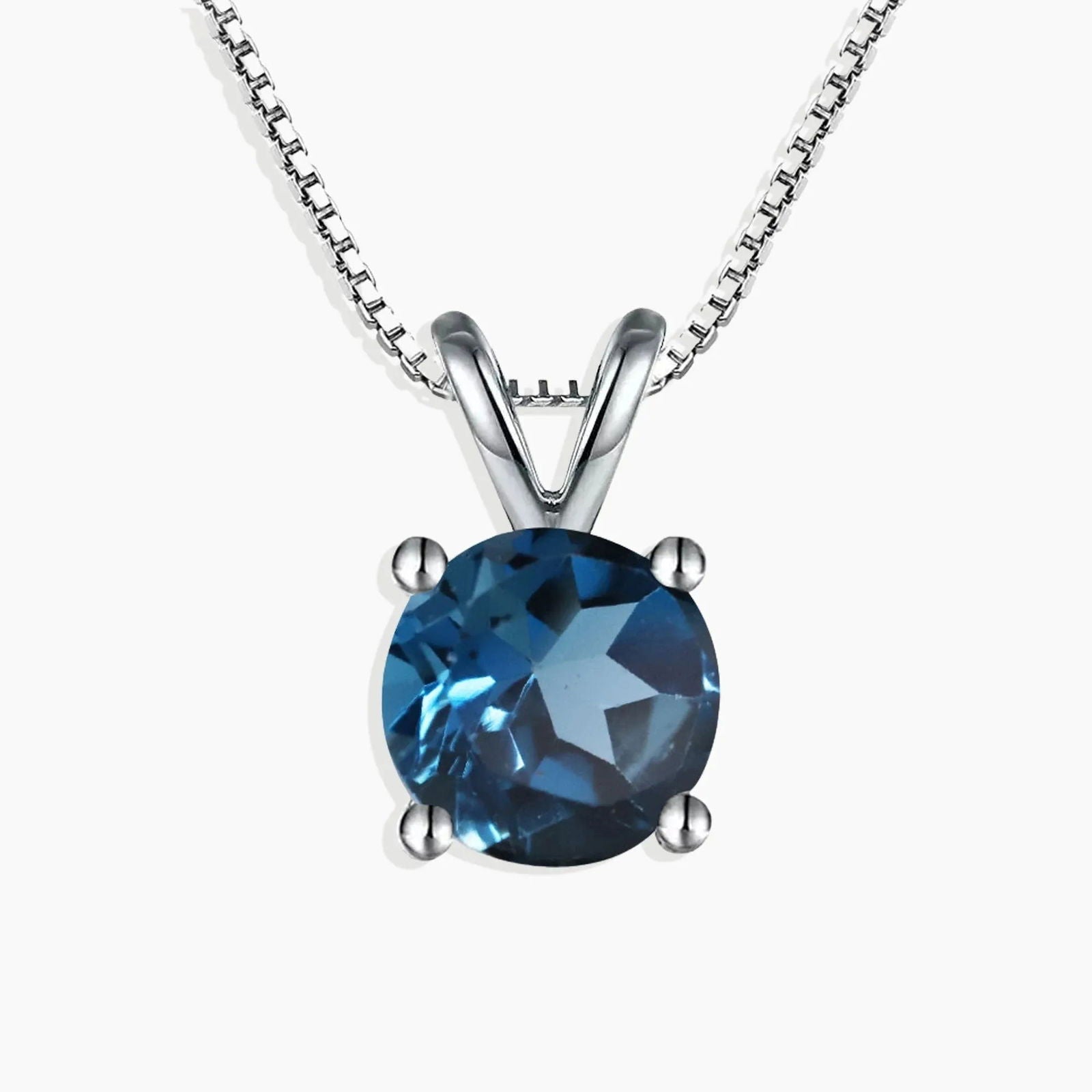 Irosk Round Cut Necklace in Sterling Silver - London Blue Topaz - Irosk Australia
