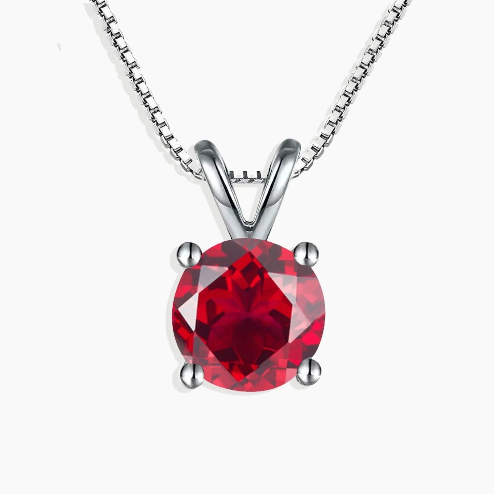 Irosk Round Cut Necklace in Sterling Silver - Ruby - Irosk Australia