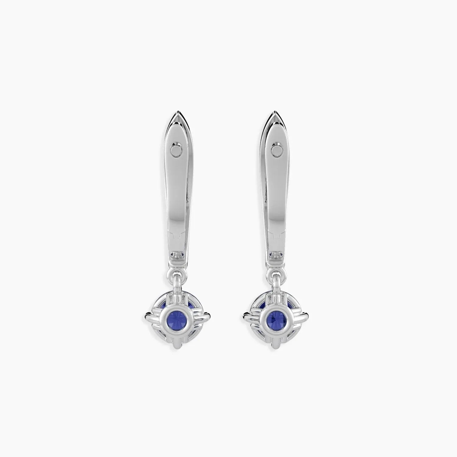 Sterling silver earrings with round sapphire gemstones