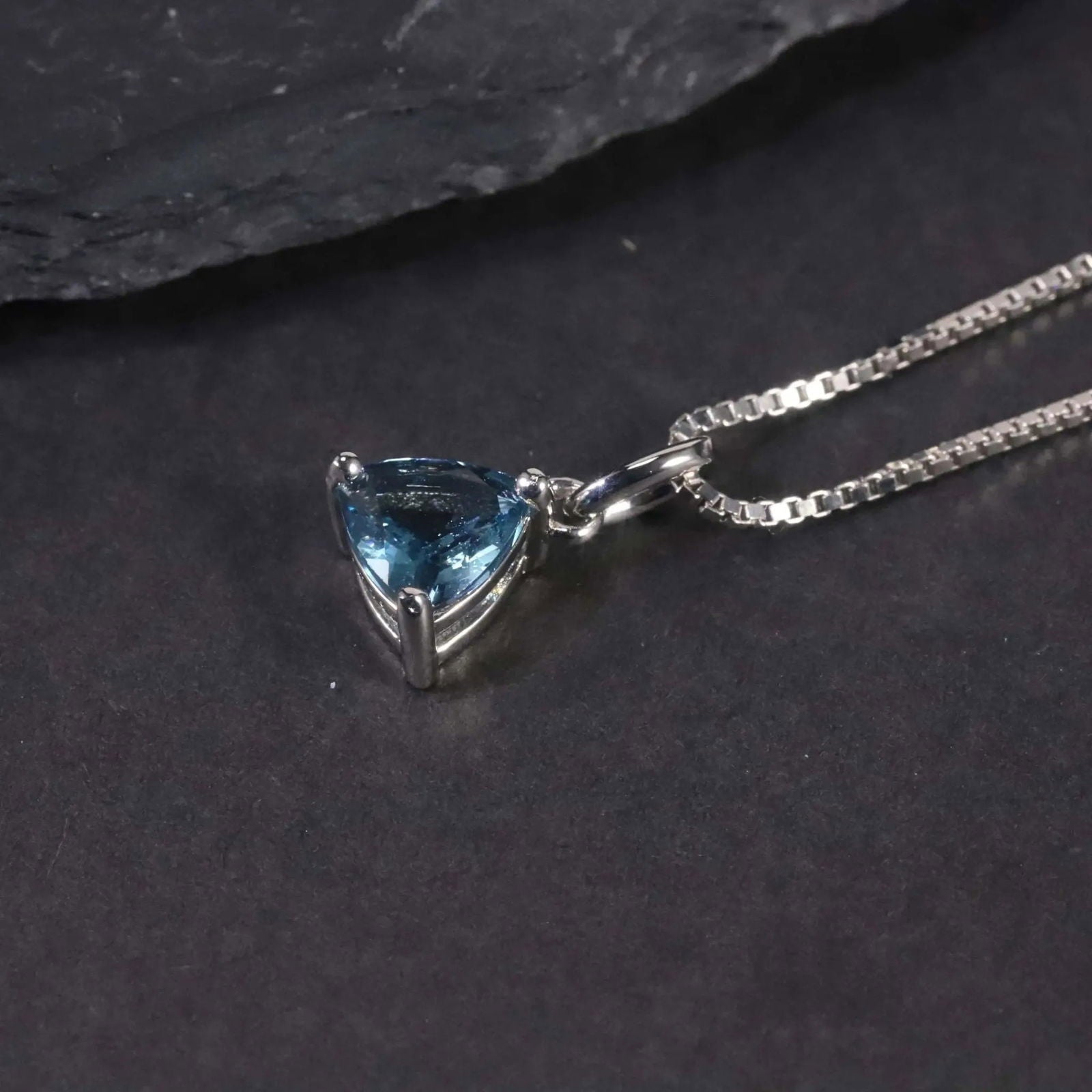 Irosk Trillion cut Necklace in Sterling Silver - London Blue Topaz - Irosk Australia