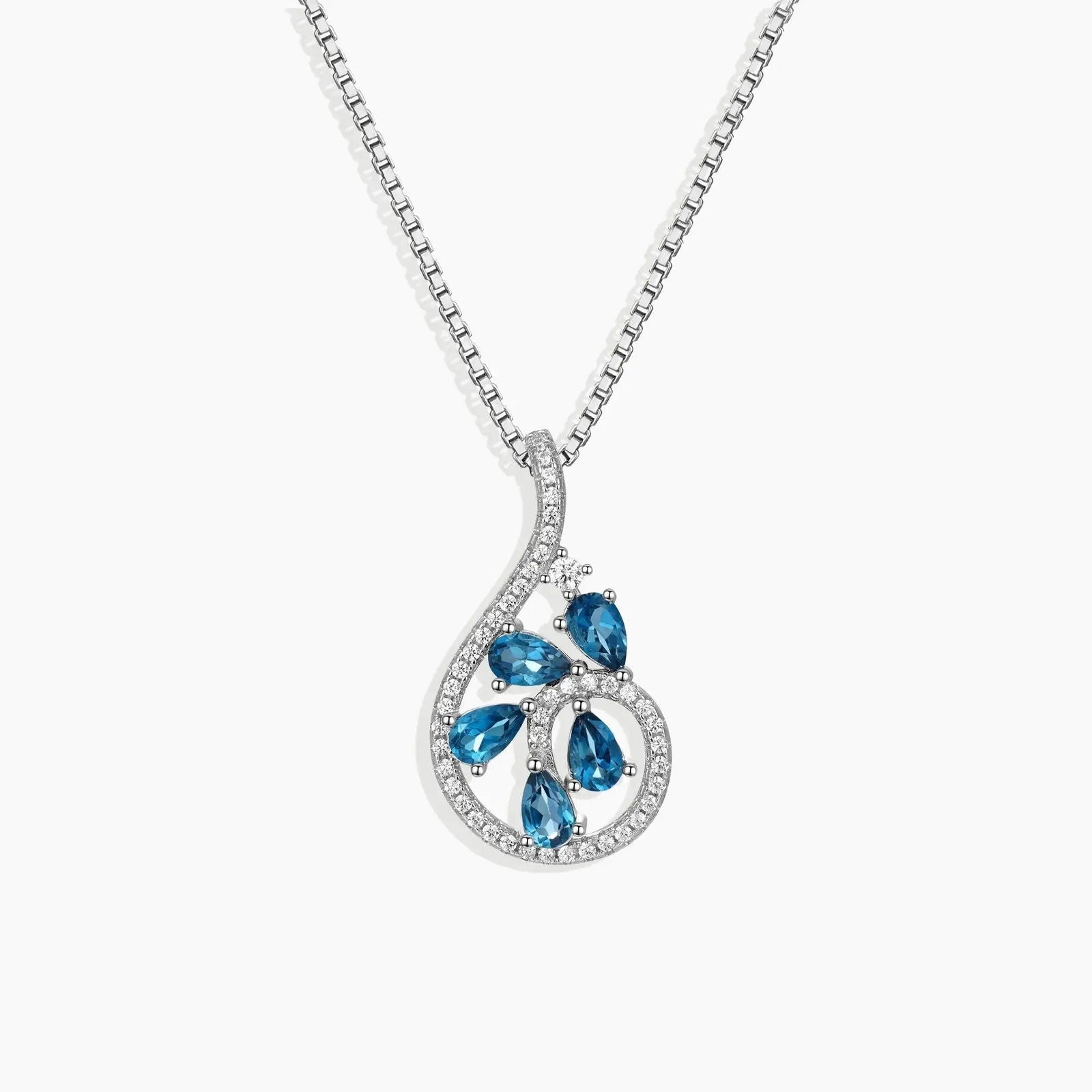 London Blue Topaz Dewdrop Necklace in Sterling Silver - Irosk Australia