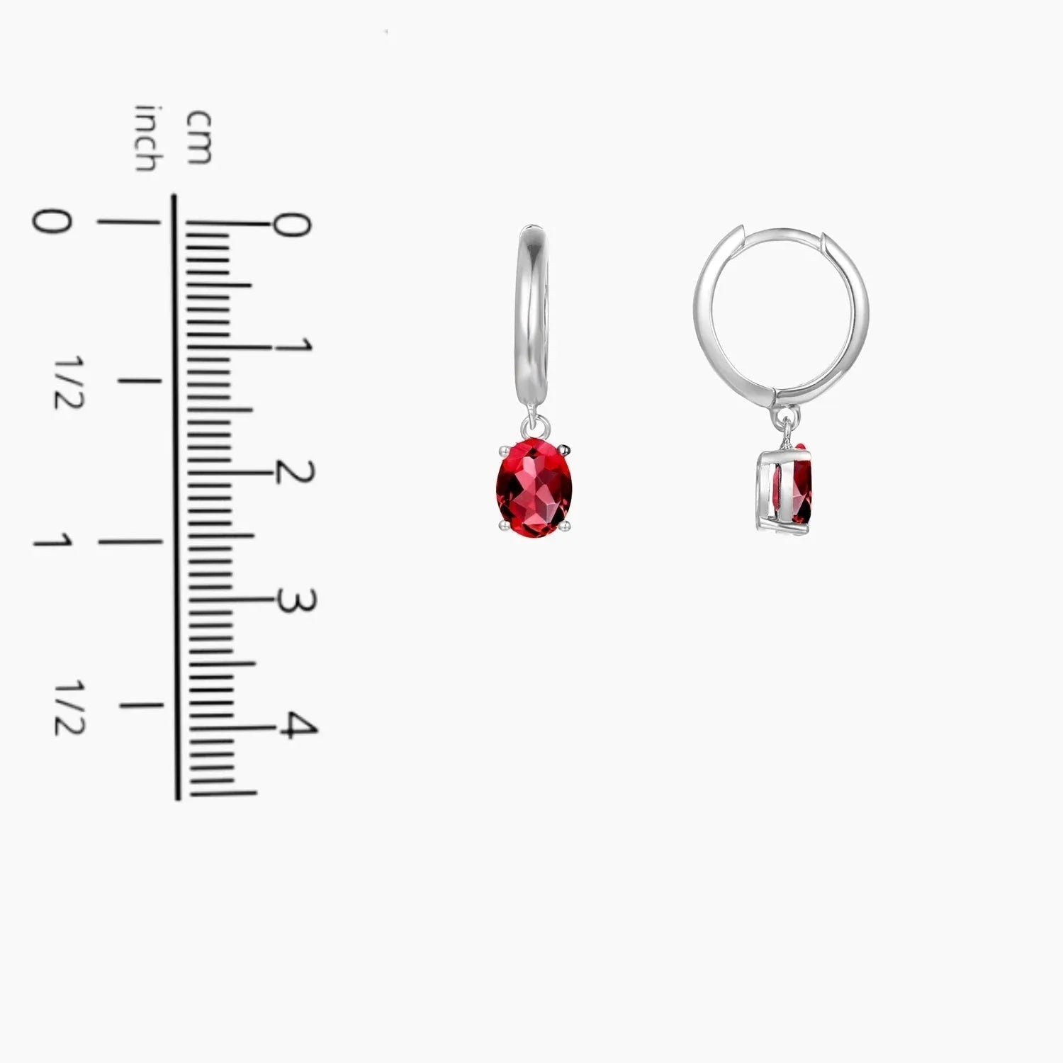 Oval Shape Ruby Round Hoop Drop Earrings in Silver - Irosk Australia ® - Irosk Australia