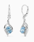 Oval Shape Topaz Dangling Leverback Earrings in 925 Sterling Silver - Irosk Australia ® - Irosk Australia