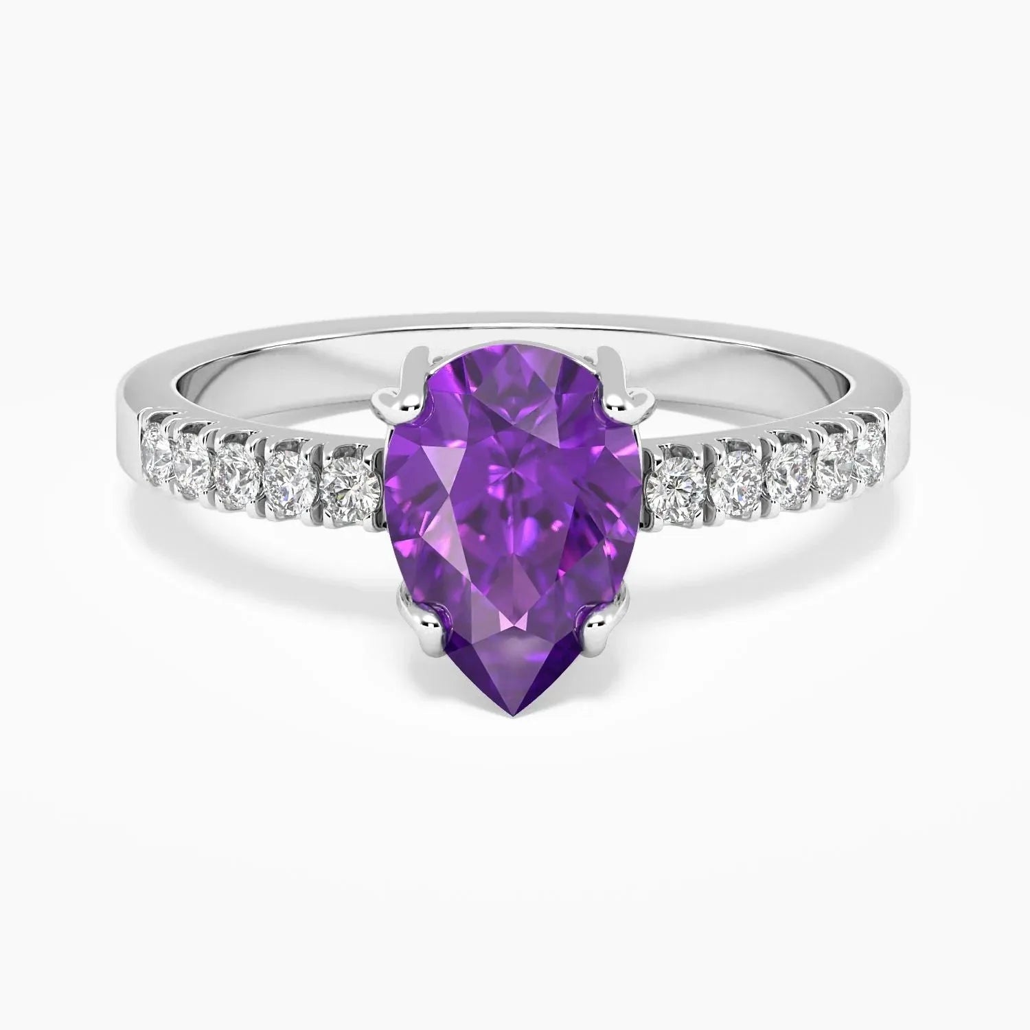 Pear Shape Amethyst Ring in Silver - Irosk Australia ® - Irosk Australia