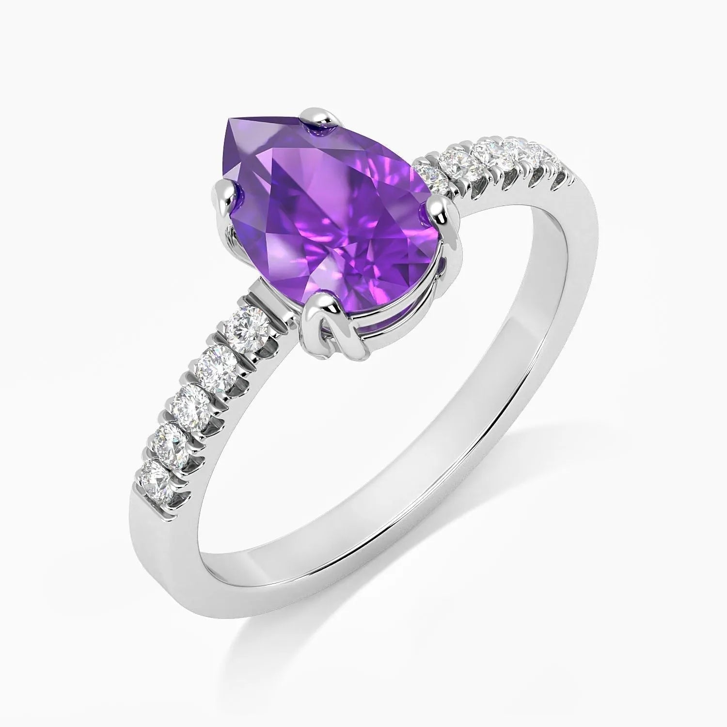 Pear Shape Amethyst Ring in Silver - Irosk Australia ® - Irosk Australia