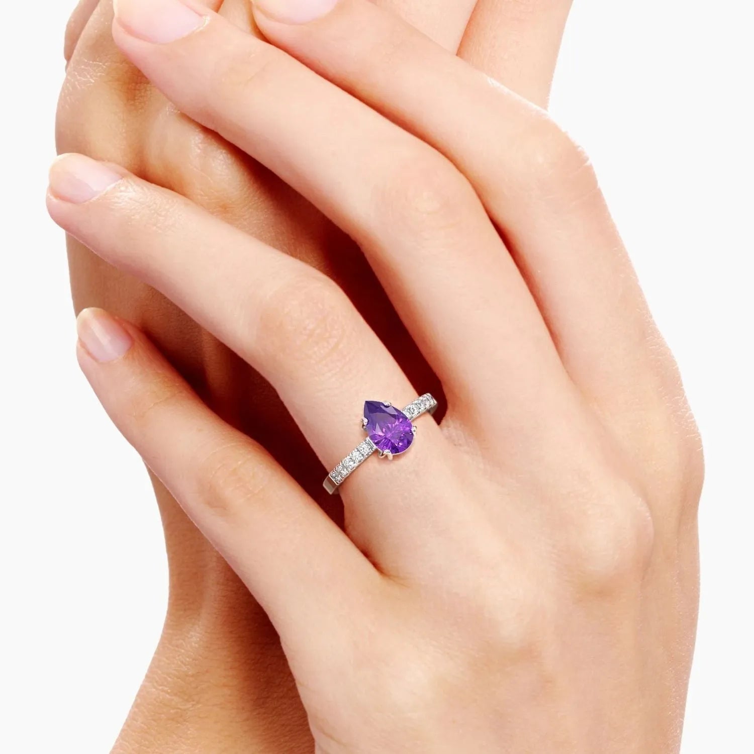 Pear Shape Amethyst Ring in Silver - Irosk Australia ® - Irosk Australia