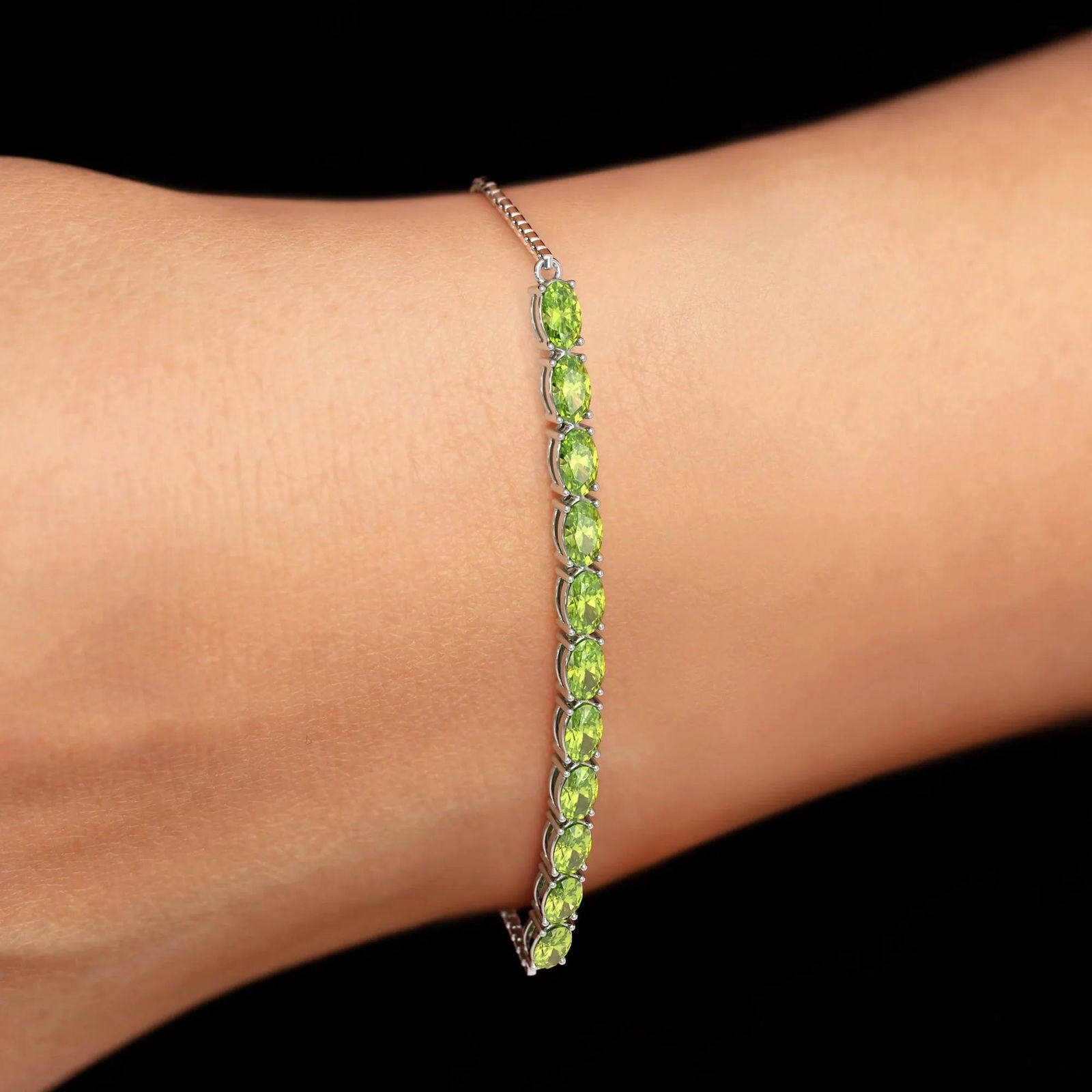 Peridot Tennis Bracelet crafted in 925 Sterling Silver | Irosk Australia ® - Irosk Australia