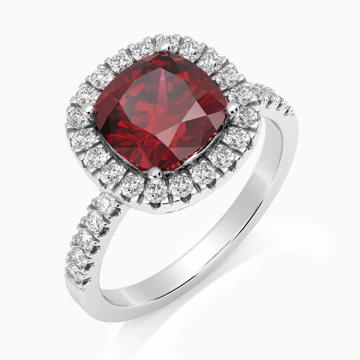 Radiant Majesty: Sterling Silver Garnet Halo Statement Ring - Irosk Australia