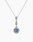 Round Alexandrite drop pendant necklace in sterling silver – vertical design with CZ accents and 9 mm gemstone