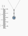 Round Alexandrite drop pendant shown with ruler – 2.5 cm height and 0.9 cm width