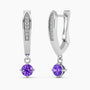 Round Amethyst Drop Hoop Earrings in Silver - Irosk Australia ® - Irosk Australia