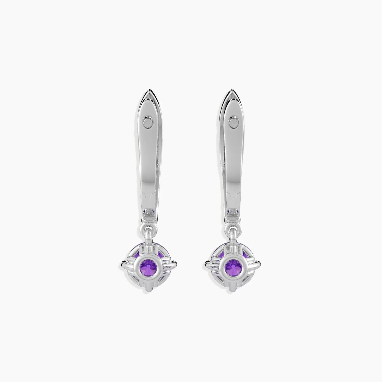 Round Amethyst Drop Hoop Earrings in Silver - Irosk Australia ® - Irosk Australia