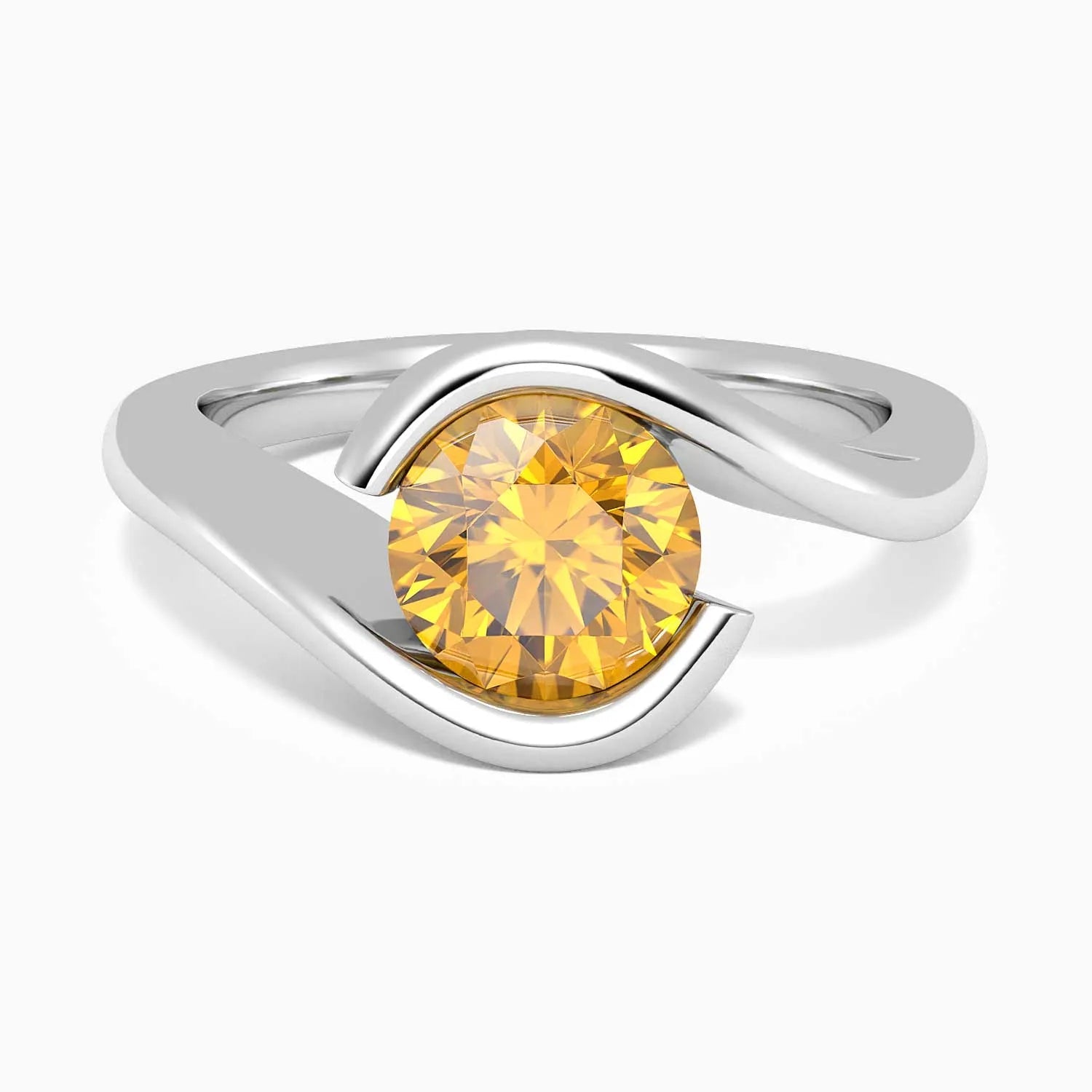 Round Citrine Ring in Sterling Silver – Bezel Set Promise Ring