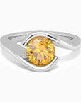Round Citrine Ring in Sterling Silver – Bezel Set Promise Ring