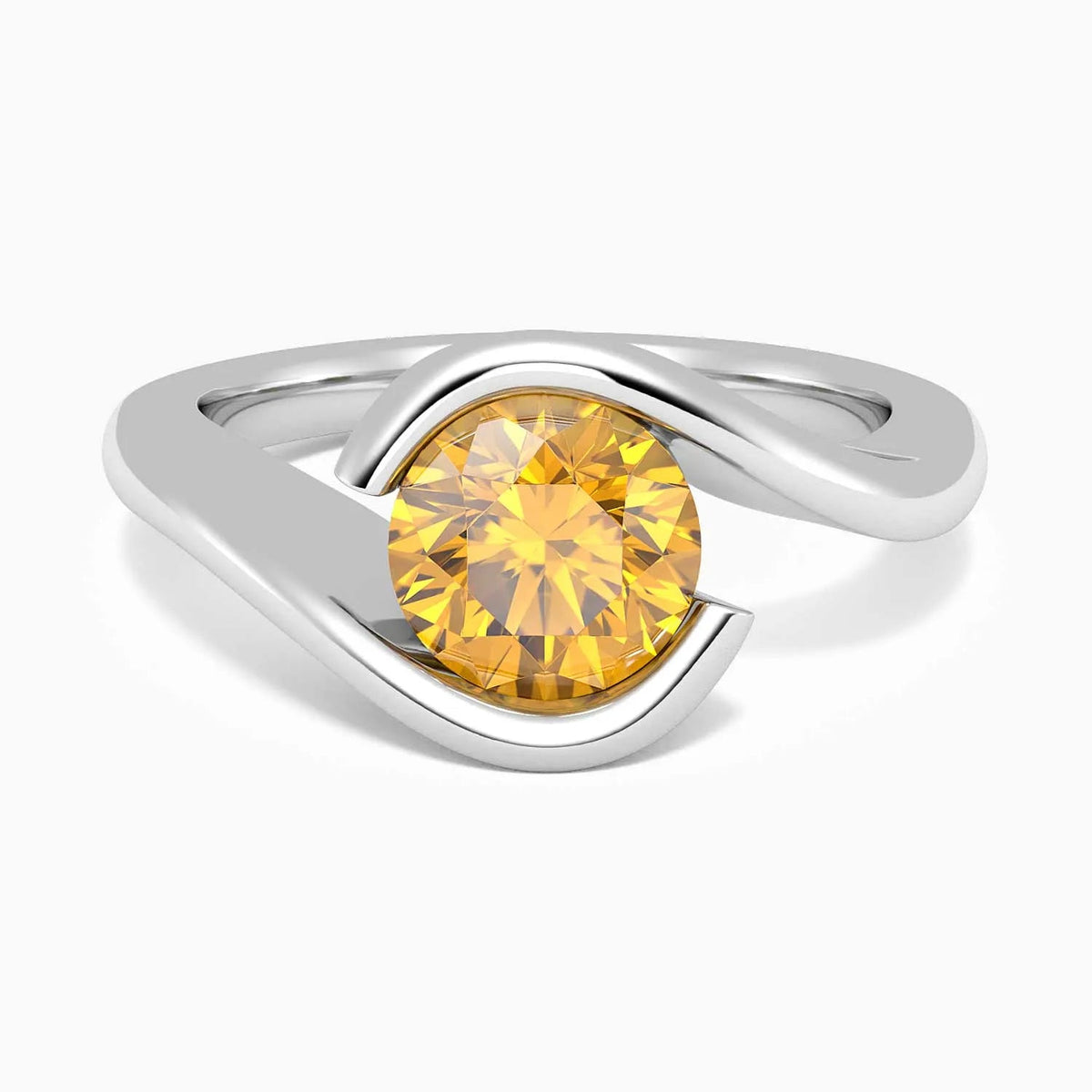 Round Citrine Ring Bezel Set Promise Ring in Sterling Silver Irosk Australia