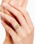 round citrine ring on model hand