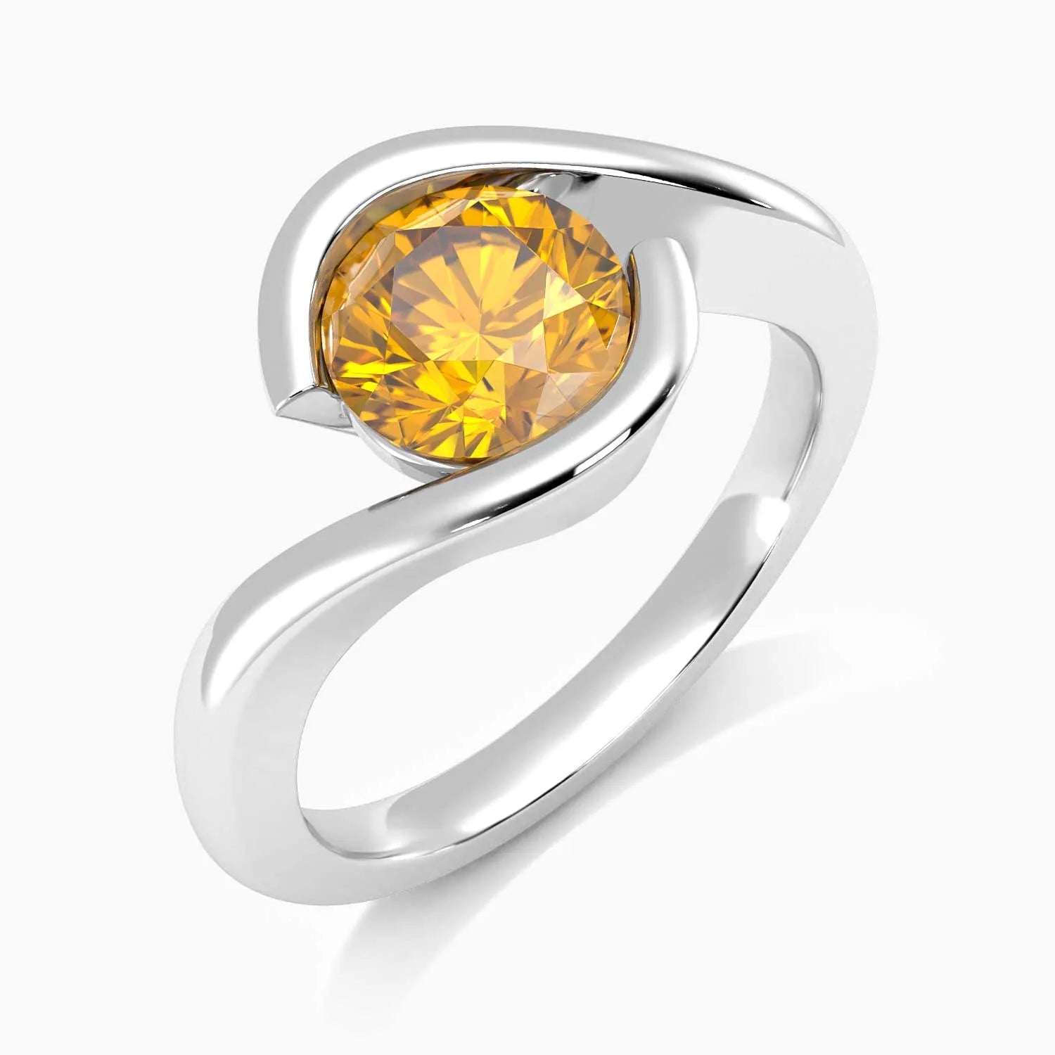 side view of round citrine ring