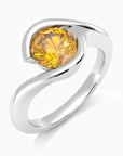 side view of round citrine ring