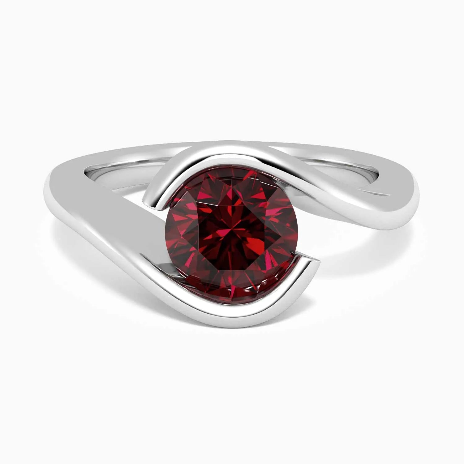 Round Cut Bezel Set Garnet Promise Ring - Irosk Australia
