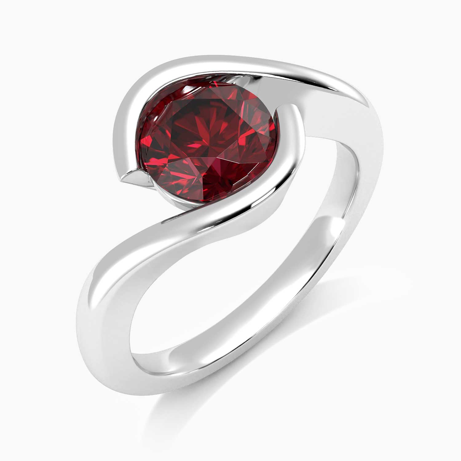 Round Cut Bezel Set Garnet Promise Ring - Irosk Australia