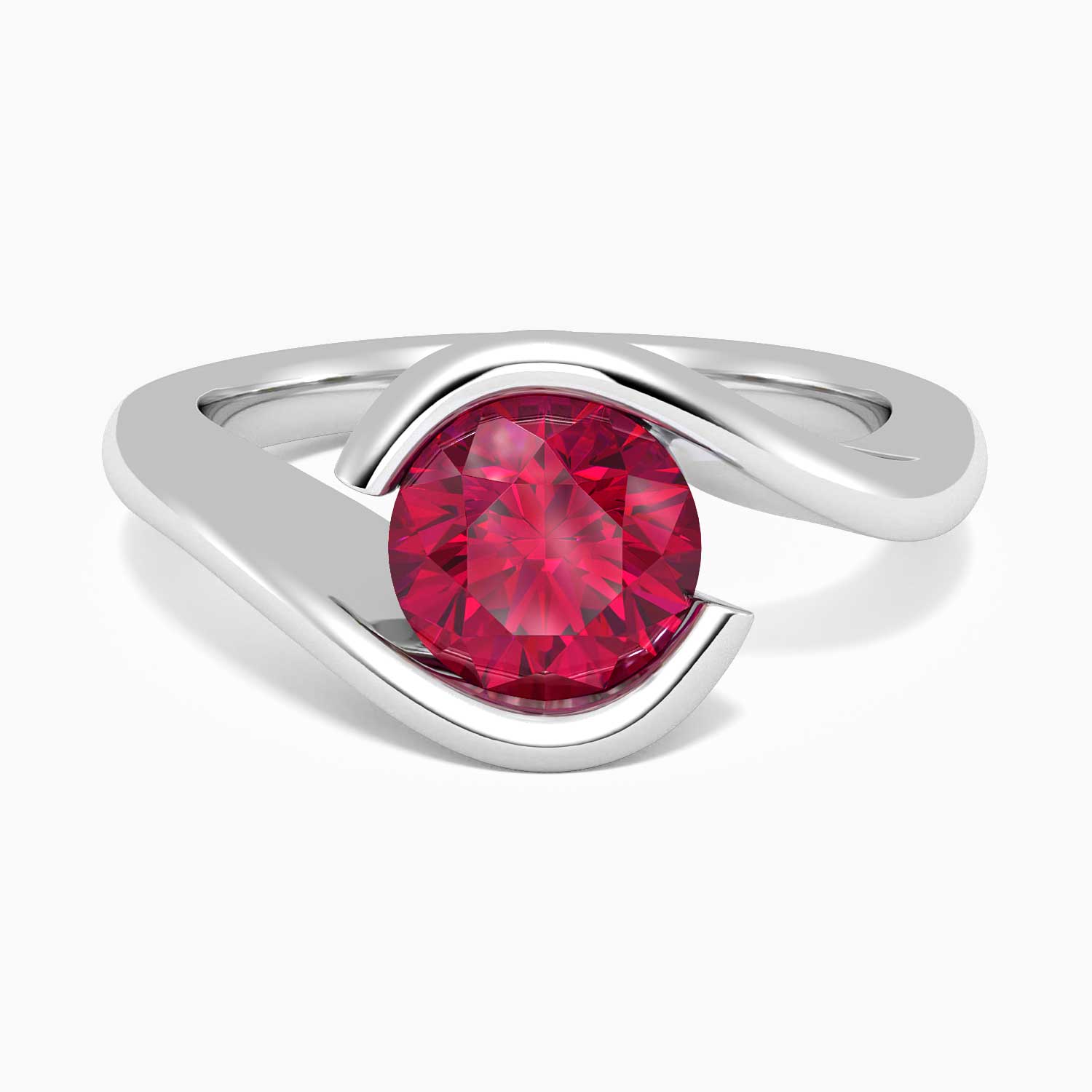 Round Cut Bezel Set Ruby Promise Ring - Irosk Australia