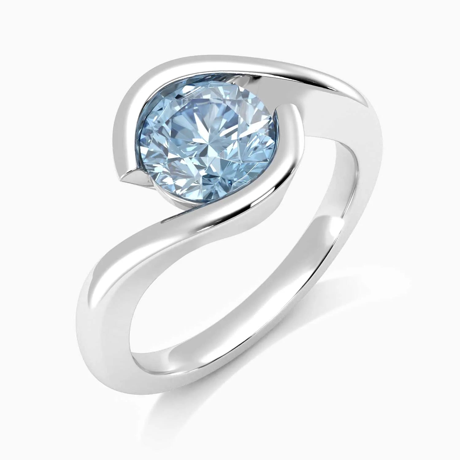 Round Cut Bezel Set Topaz Promise Ring - Irosk Australia