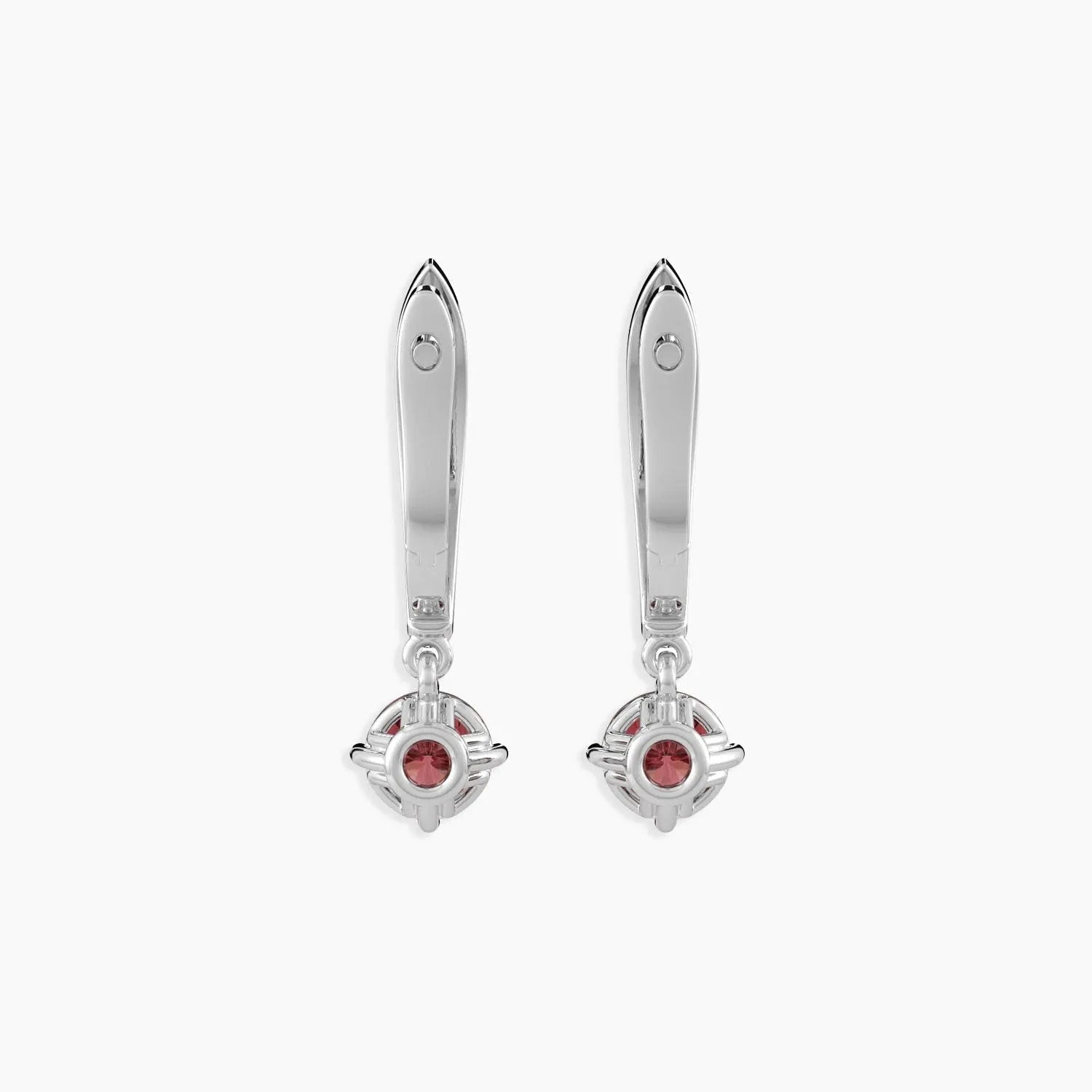 Round Garnet Drop Hoop Earrings in Silver - Irosk Australia ® - Irosk Australia
