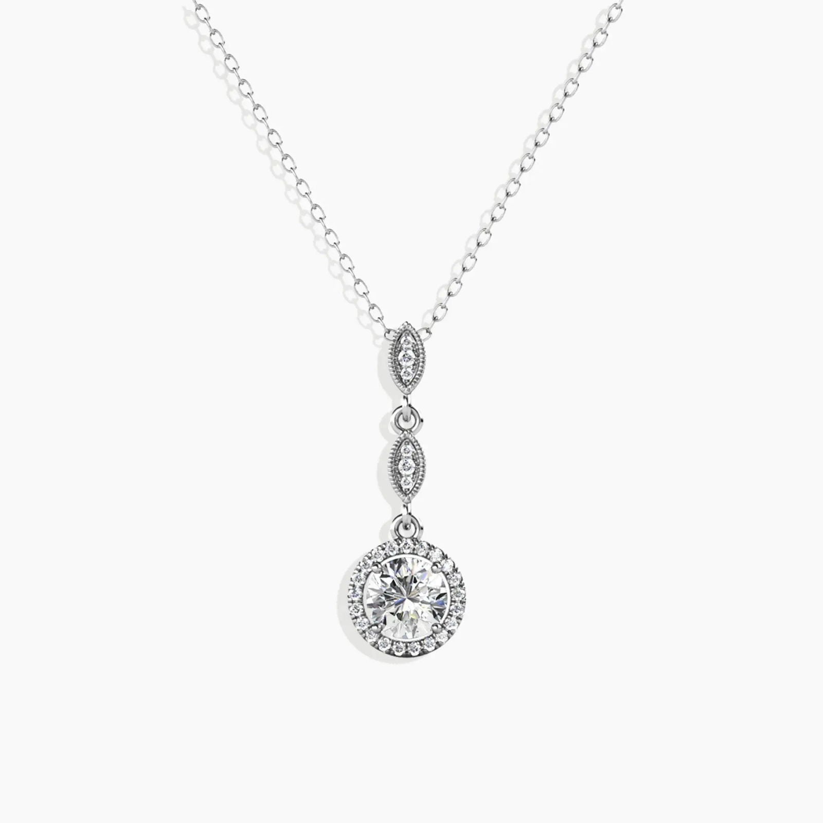 Round Moissanite Droplet Pendant with CZ Accent in Sterling Silver - Irosk Australia® - Irosk Australia