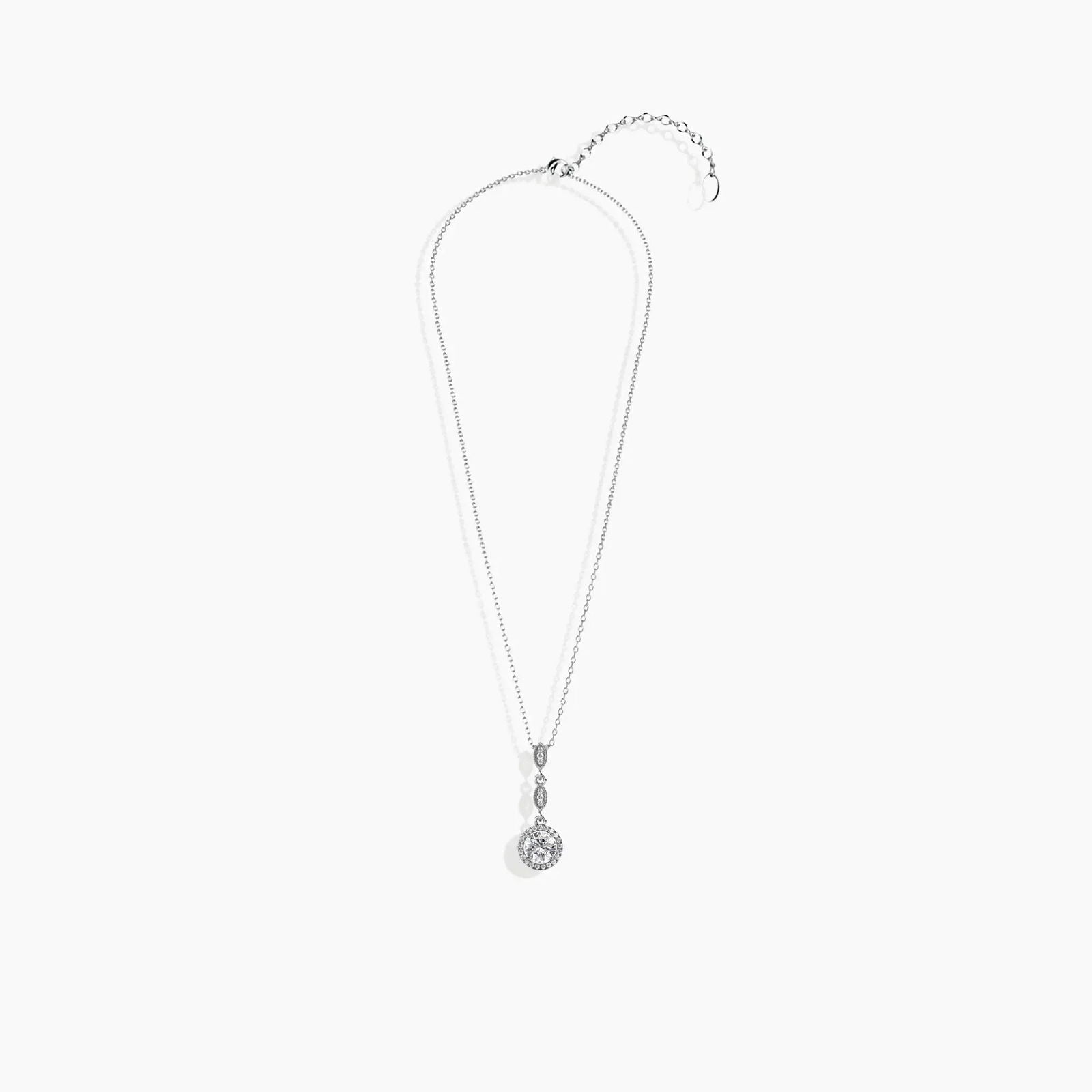 Round Moissanite Droplet Pendant with CZ Accent in Sterling Silver - Irosk Australia® - Irosk Australia