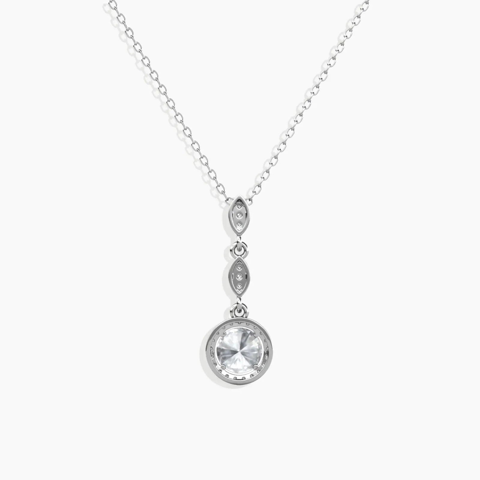 Round Moissanite Droplet Pendant with CZ Accent in Sterling Silver - Irosk Australia® - Irosk Australia