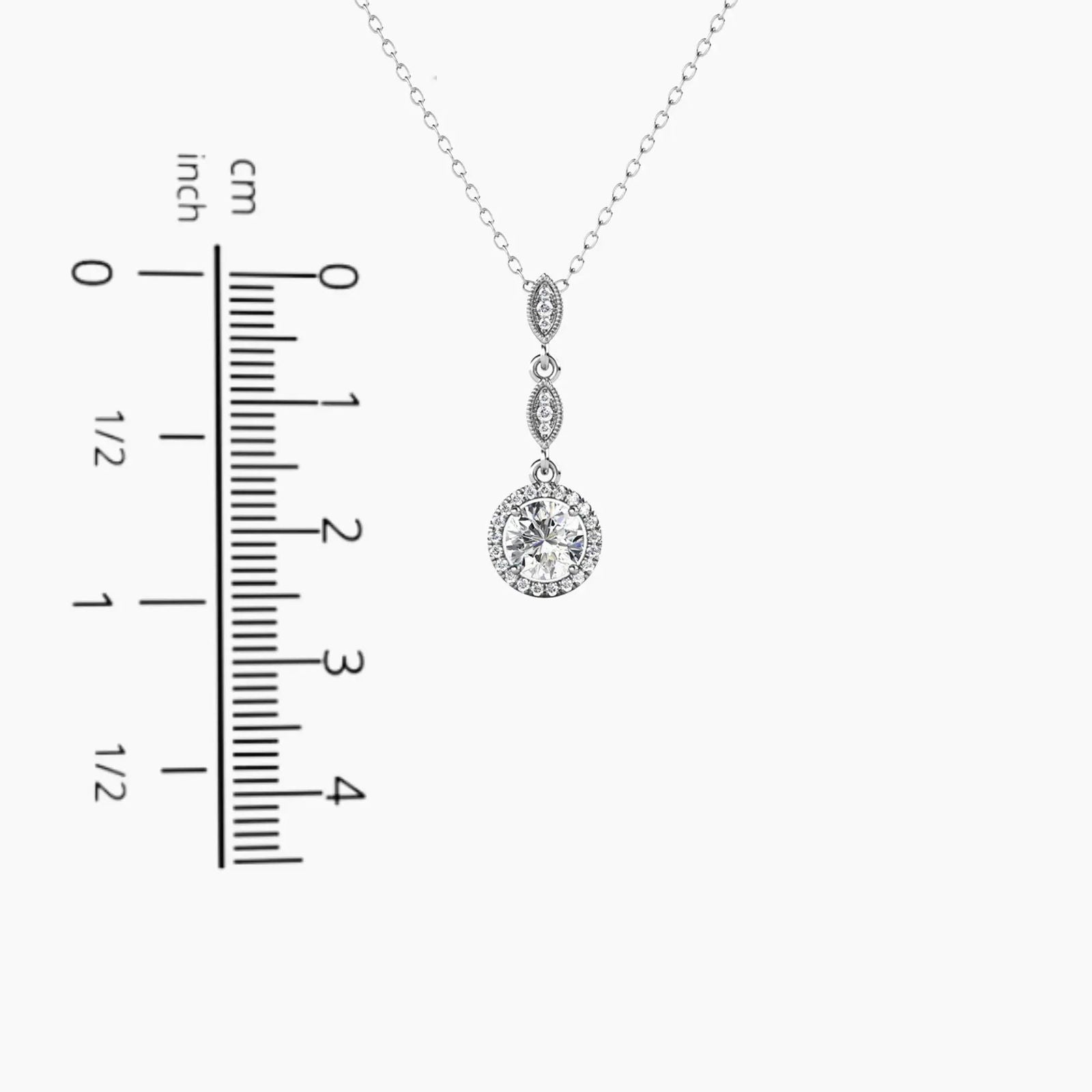 Round Moissanite Droplet Pendant with CZ Accent in Sterling Silver - Irosk Australia® - Irosk Australia