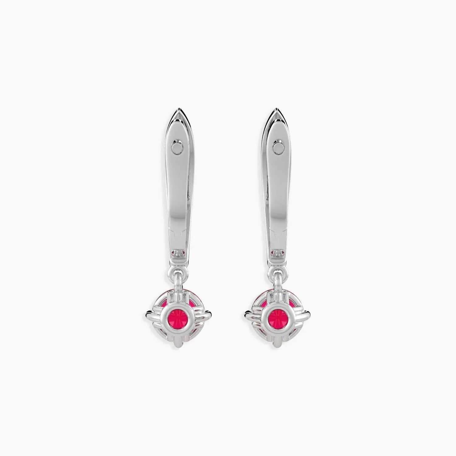 Round Ruby Drop Hoop Earrings in Silver - Irosk Australia ® - Irosk Australia