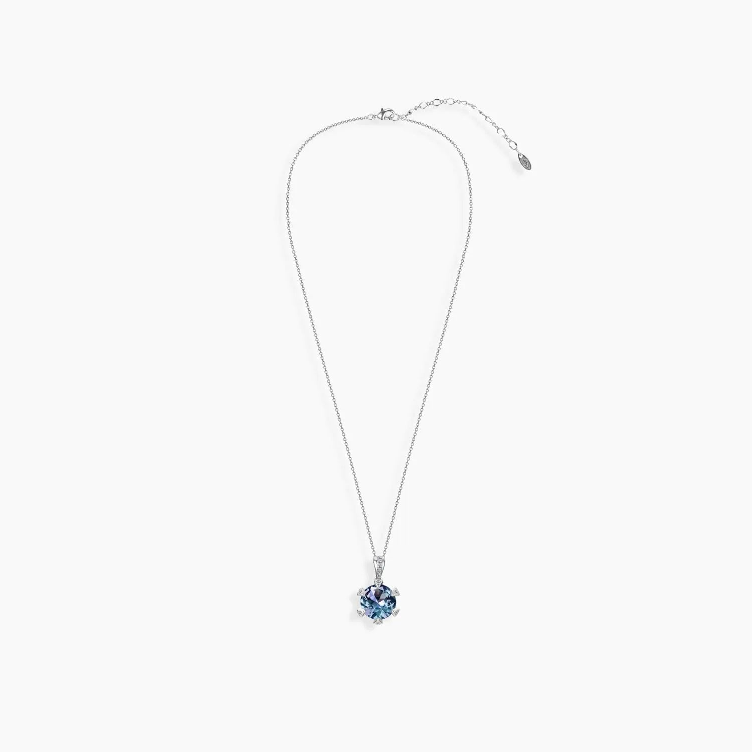 Alexandrite solitaire necklace with adjustable silver trace chain and lobster clasp – laid flat