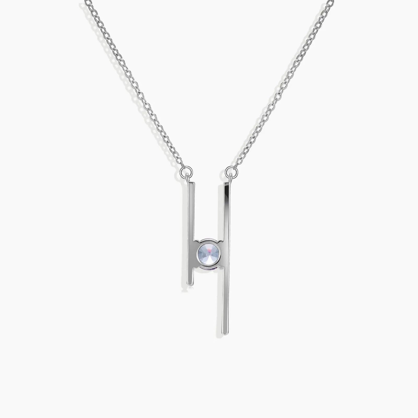Sterling silver Alexandrite necklace with double vertical bars – modern geometric pendant