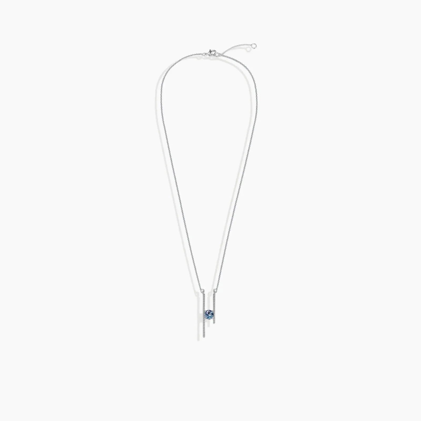Full trace chain layout of Irosk H-bar Alexandrite pendant necklace with adjustable clasp