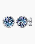 Round Alexandrite beaded stud earrings in sterling silver – 8 mm colour-changing gemstone design