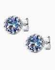 Alexandrite beaded studs shown next to ruler – 8 mm height and width for size reference