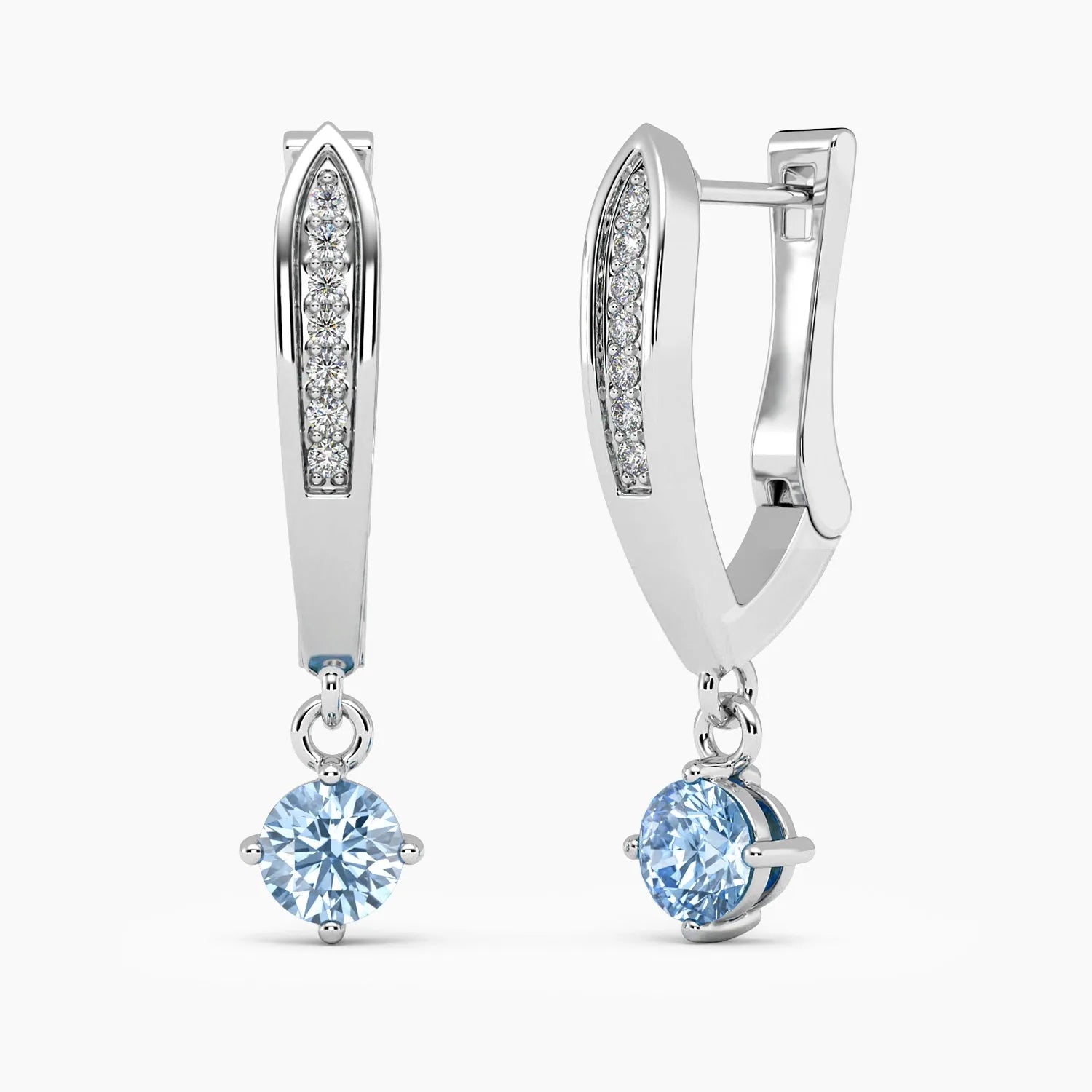 Round Topaz Drop Hoop Earrings in Silver - Irosk Australia ® - Irosk Australia