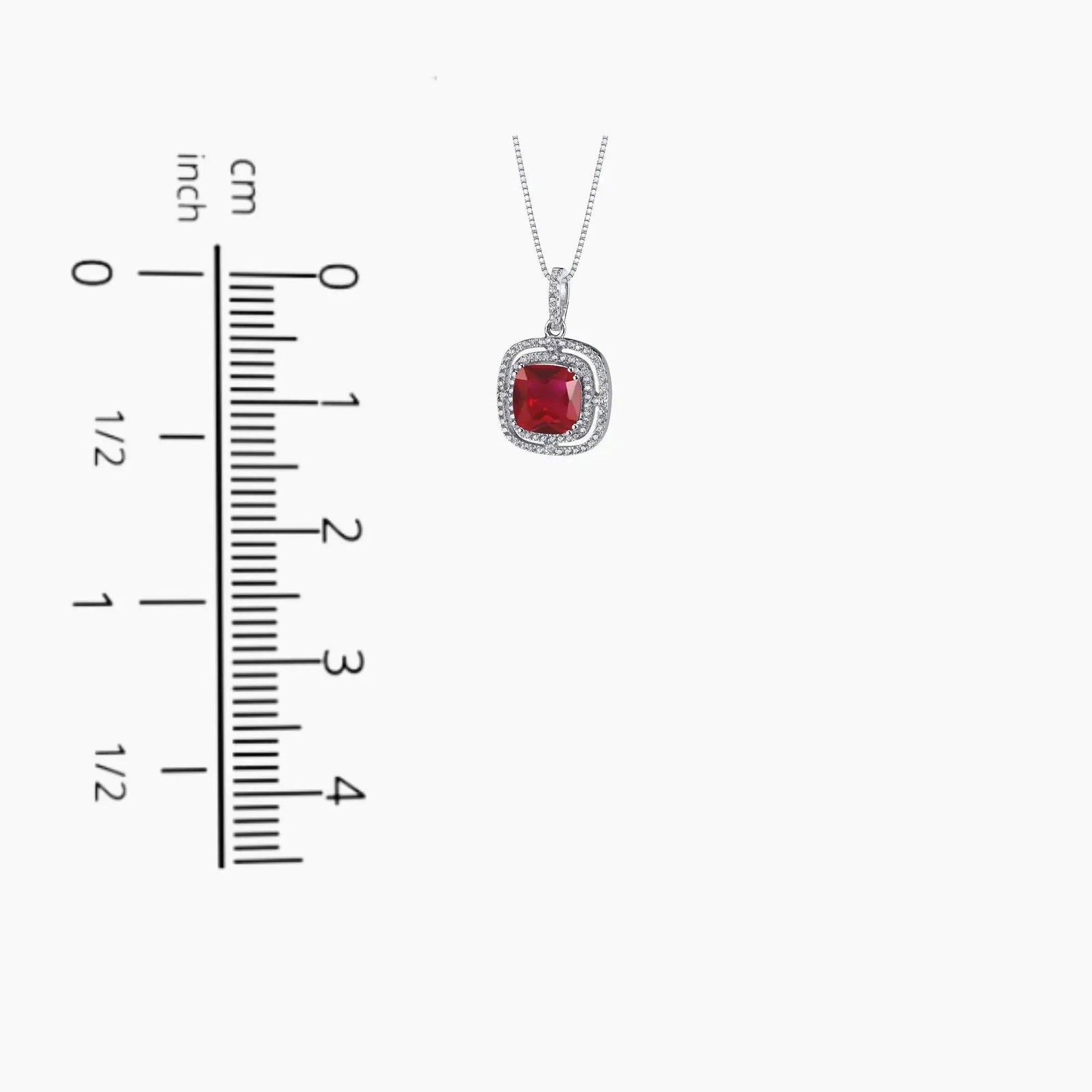 Ruby Cushion Cut Artistic Pendant Necklace in Sterling Silver - Irosk Australia
