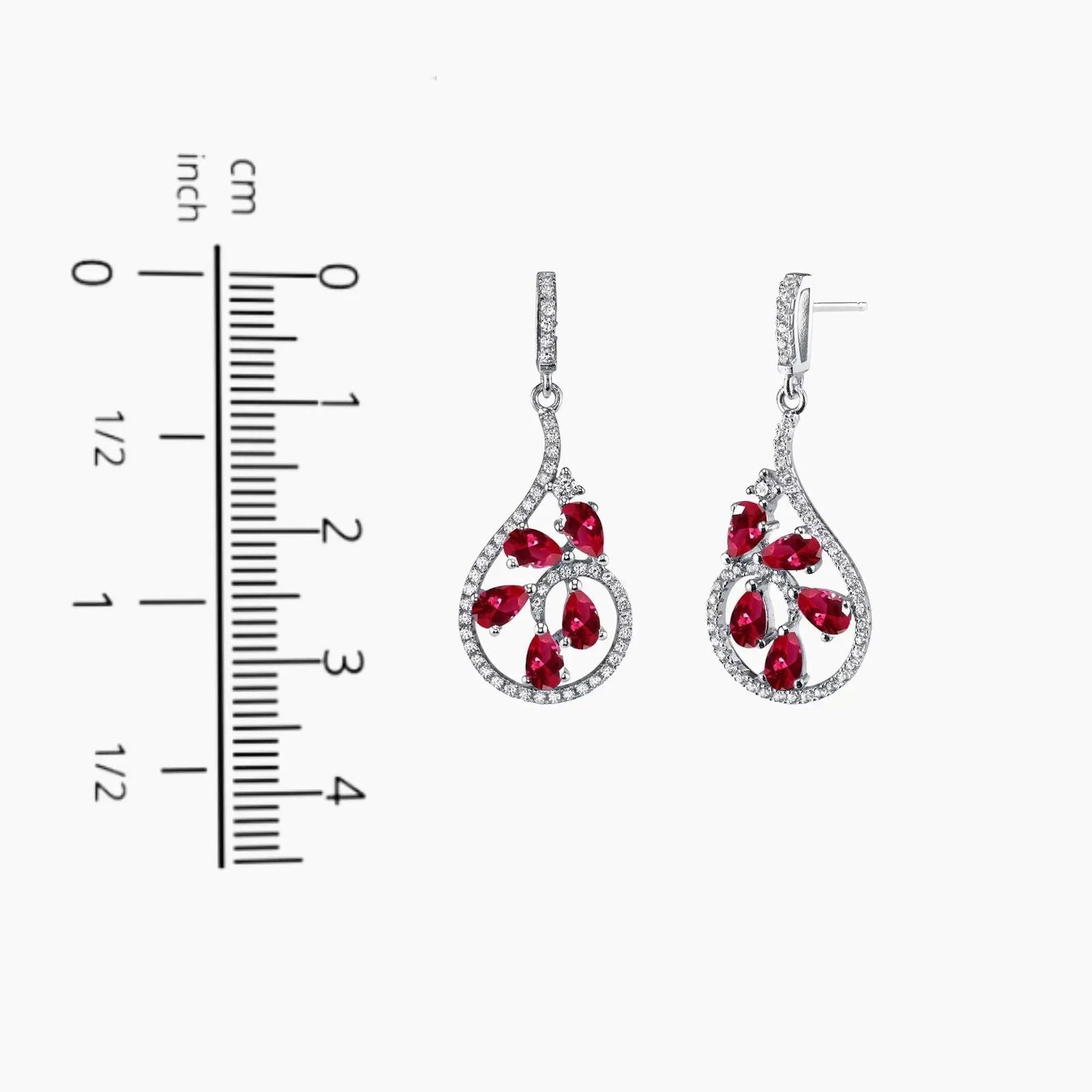 Ruby Dewdrop Earrings in Sterling Silver - Irosk Australia