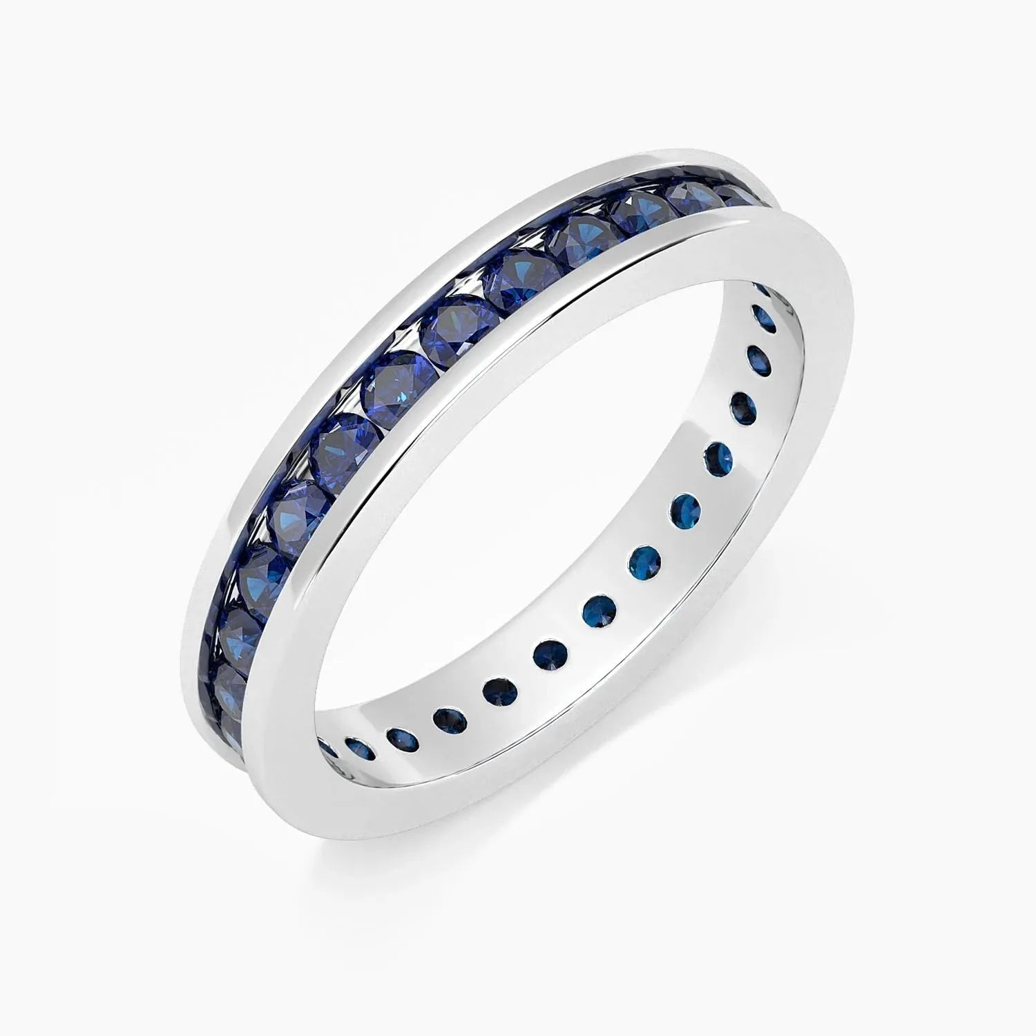 Sterling silver sapphire channel ring for women