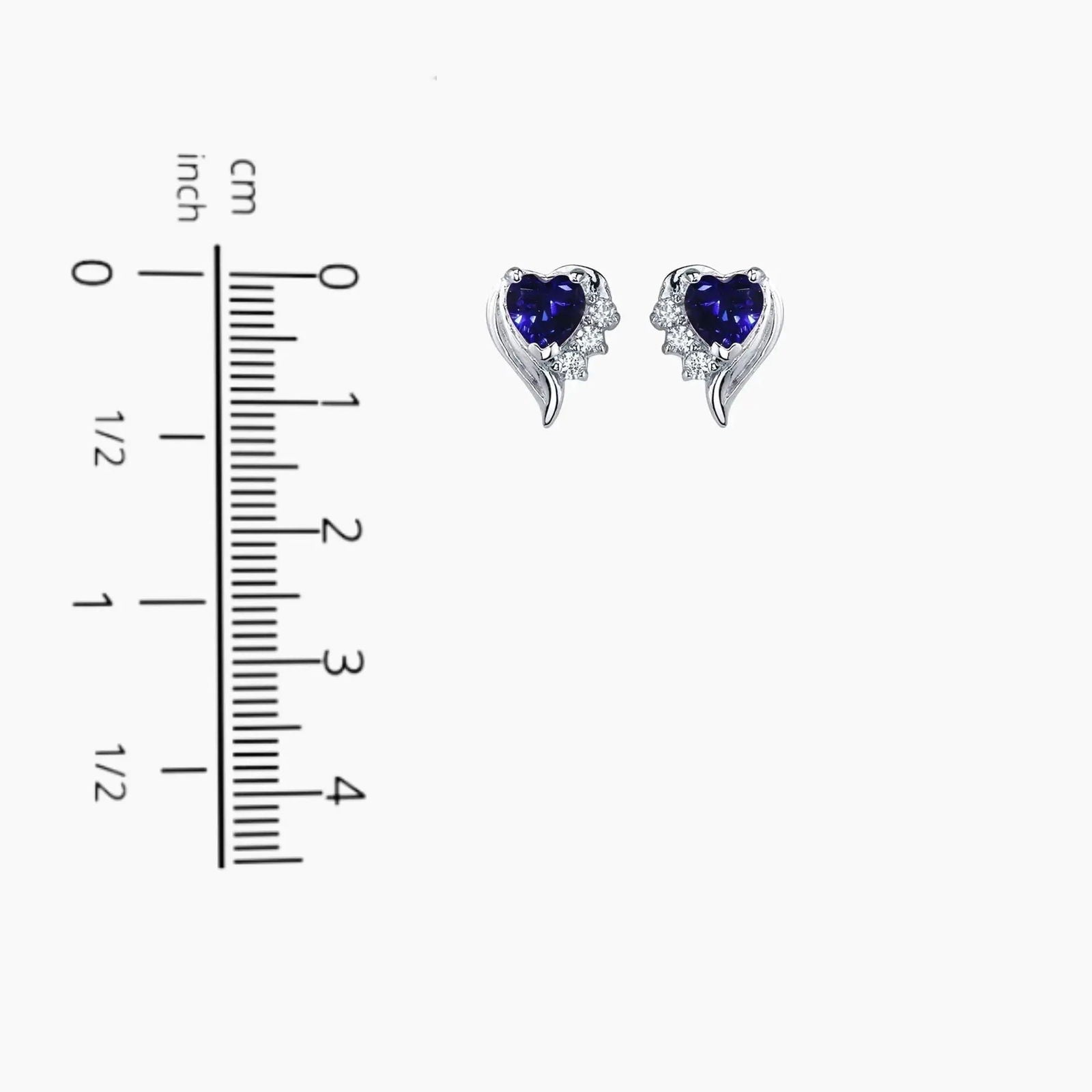 Timeless Blue Sapphire Heart Earrings in Sterling Silver with Rhodium Finish