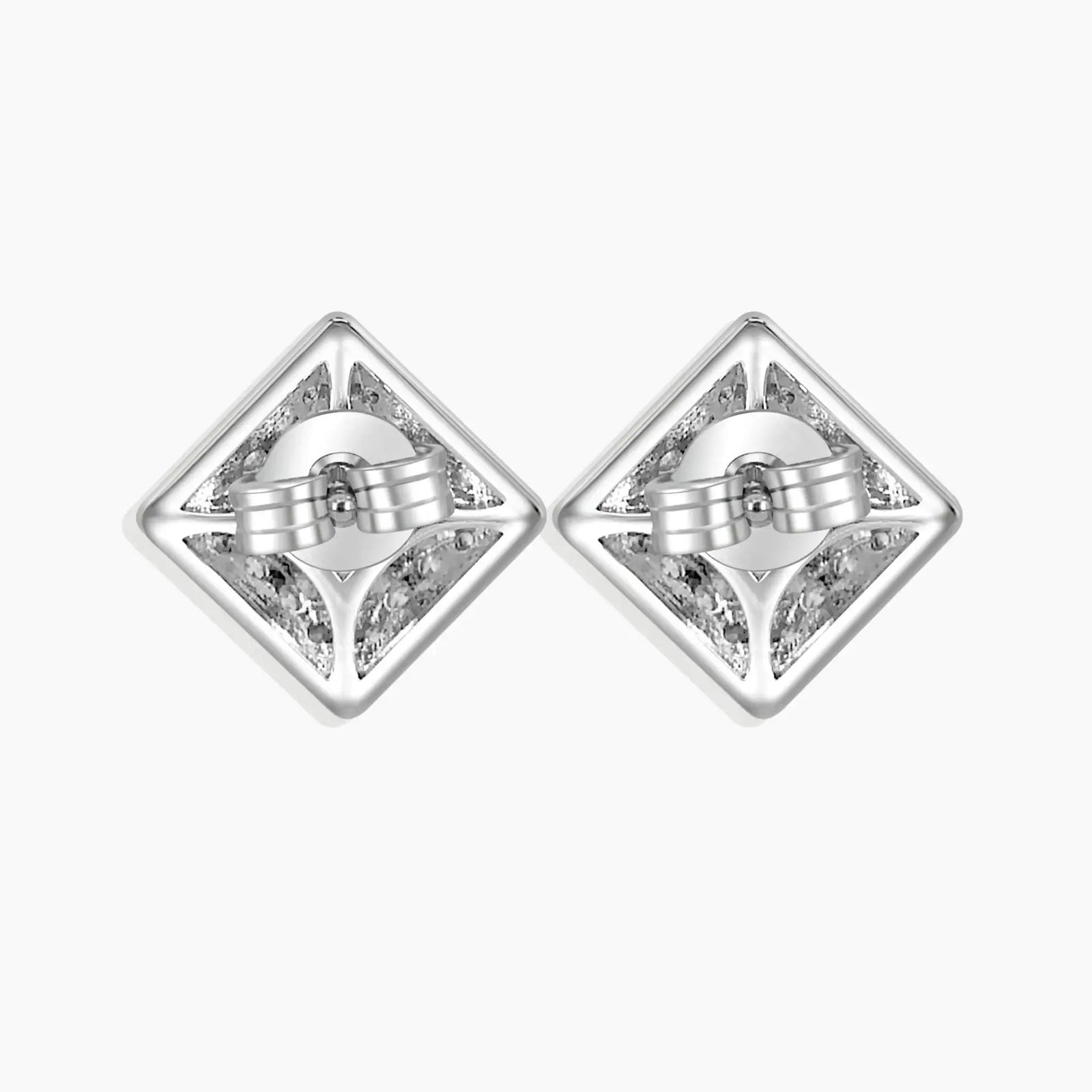 backside view of moissanite earrings