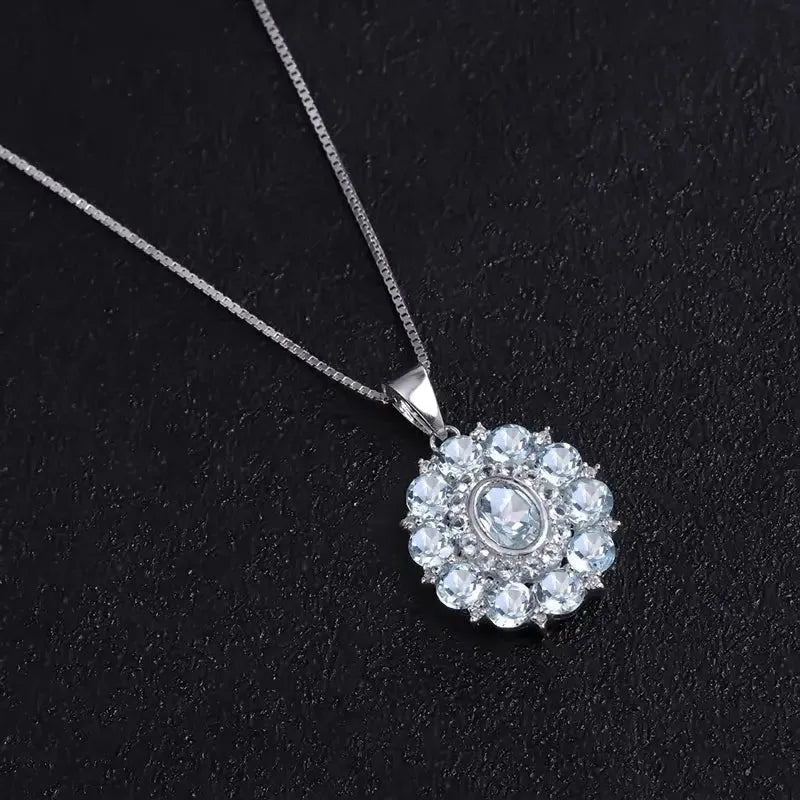 Sky Blue Topaz Cluster Necklace crafted in 925 Silver | Irosk ® - Irosk Australia