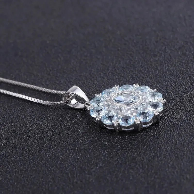 Sky Blue Topaz Cluster Necklace crafted in 925 Silver | Irosk ® - Irosk Australia