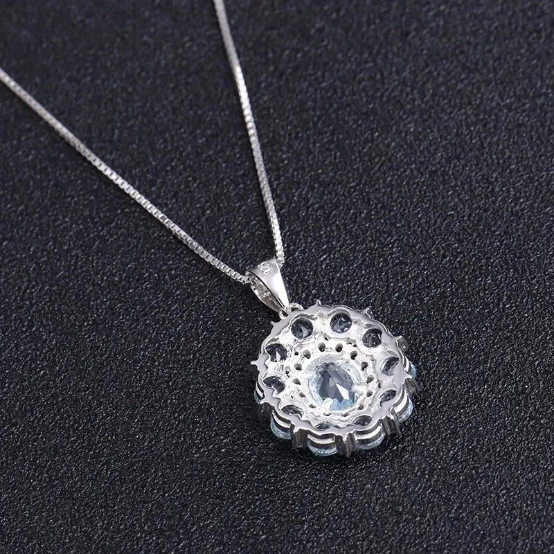 Sky Blue Topaz Cluster Necklace crafted in 925 Silver | Irosk ® - Irosk Australia