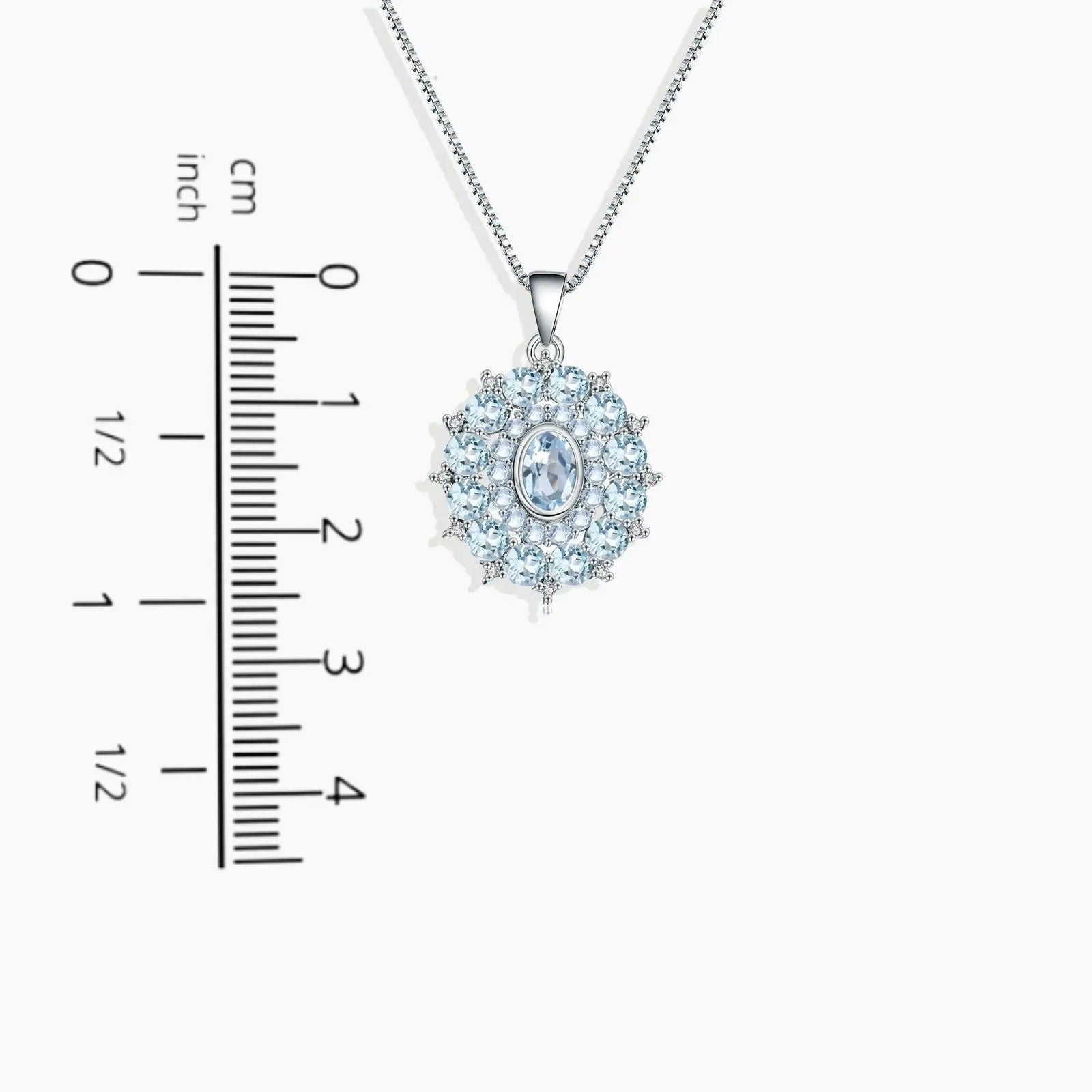 Sky Blue Topaz Cluster Necklace crafted in 925 Silver | Irosk ® - Irosk Australia