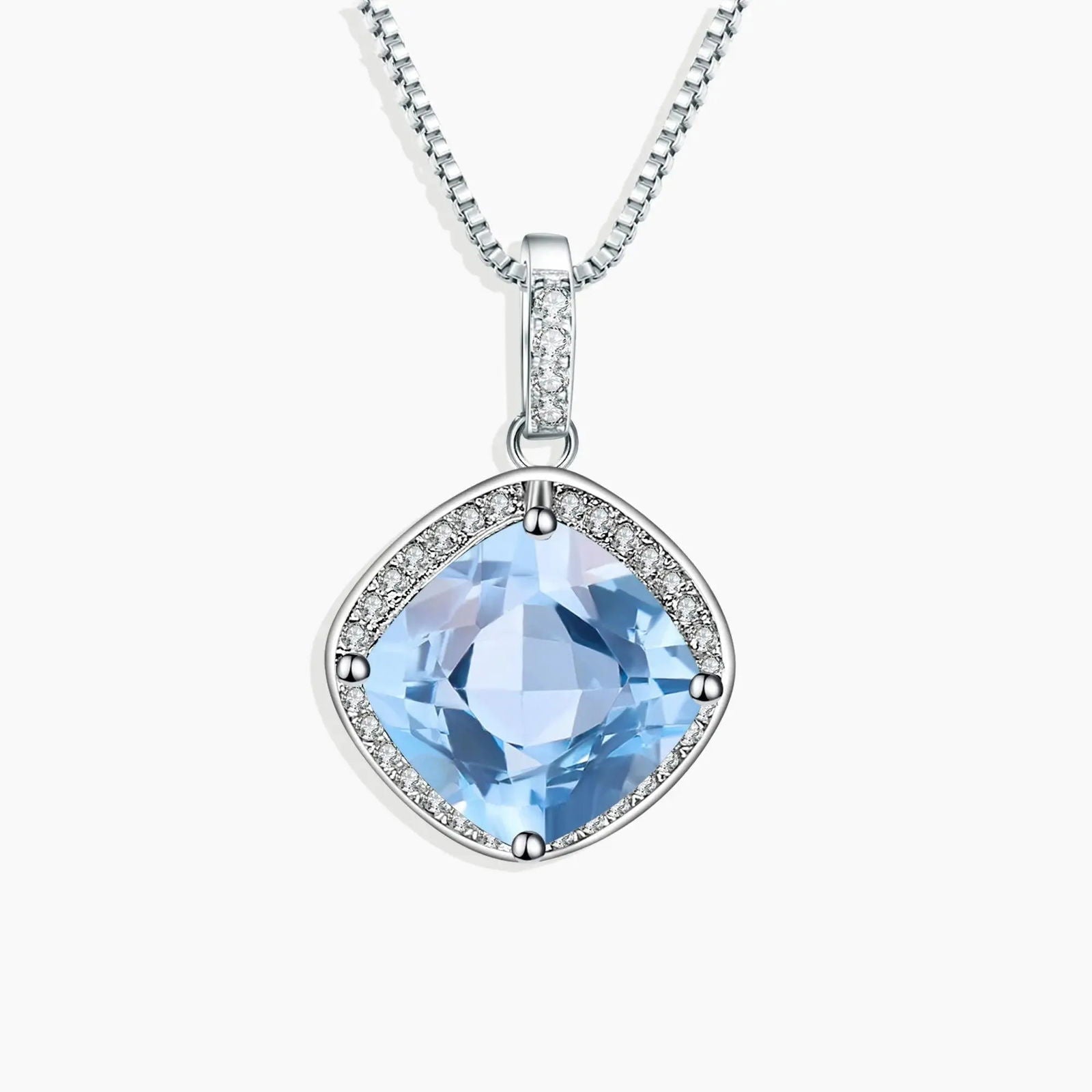Sky Blue Topaz Cushion Cut Pendant in Sterling Silver - Irosk Australia