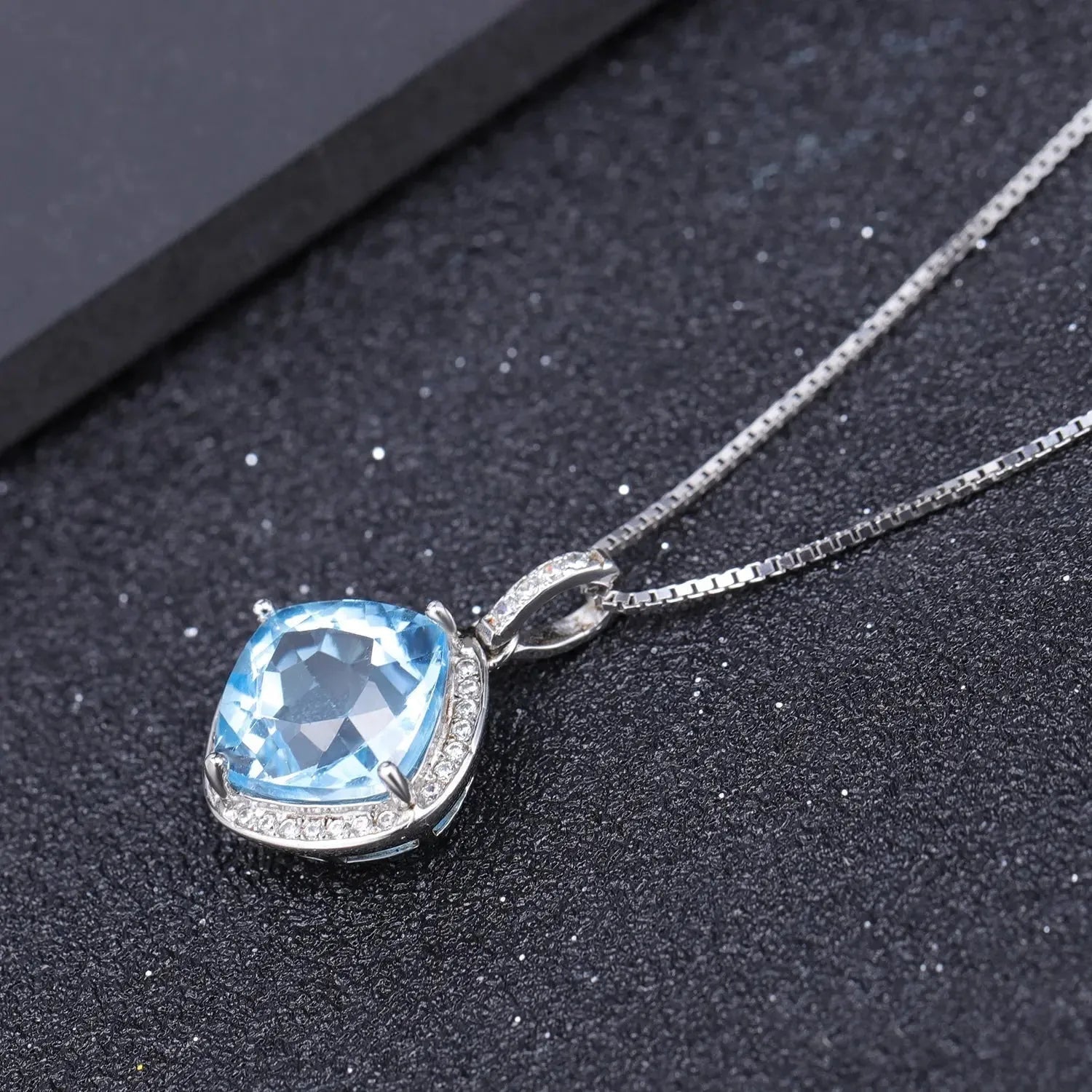 Sky Blue Topaz Cushion Cut Pendant in Sterling Silver - Irosk Australia